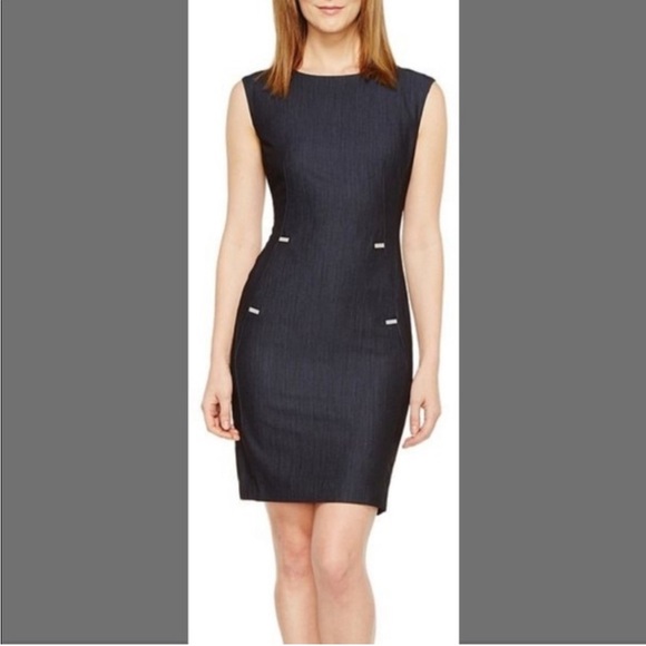 EUC Calvin Klein blue chambray sheath dress sz 10 - Picture 5 of 7